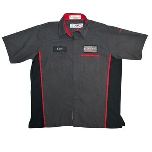 Nissan Mechanic Work Shirt "Cory" Racing Short Sleeve Gray Red Men's LG